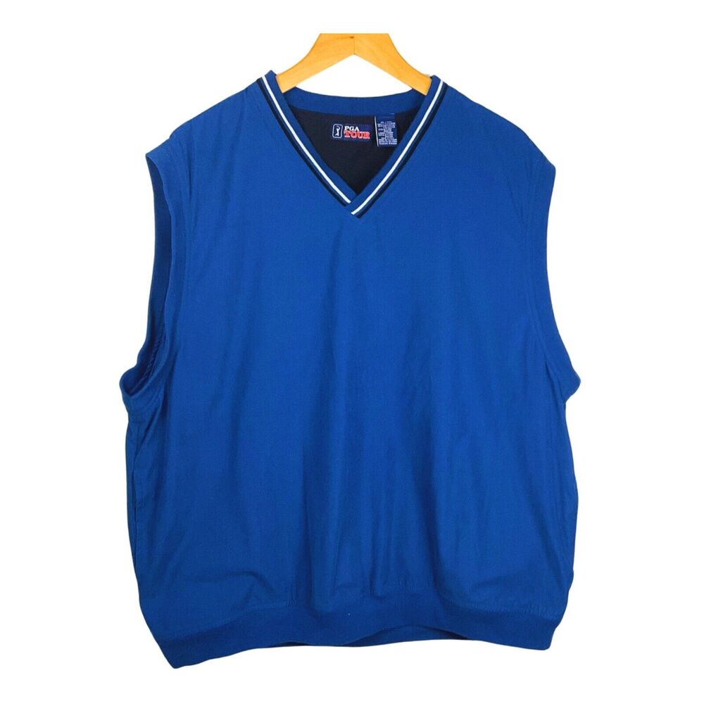 PGA Mens Blue XL Golf Tour Vest V Neck Official Athletic Performance